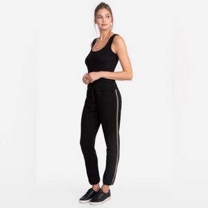 Johnny Was Calme Joggers Black Gold Stripe Small